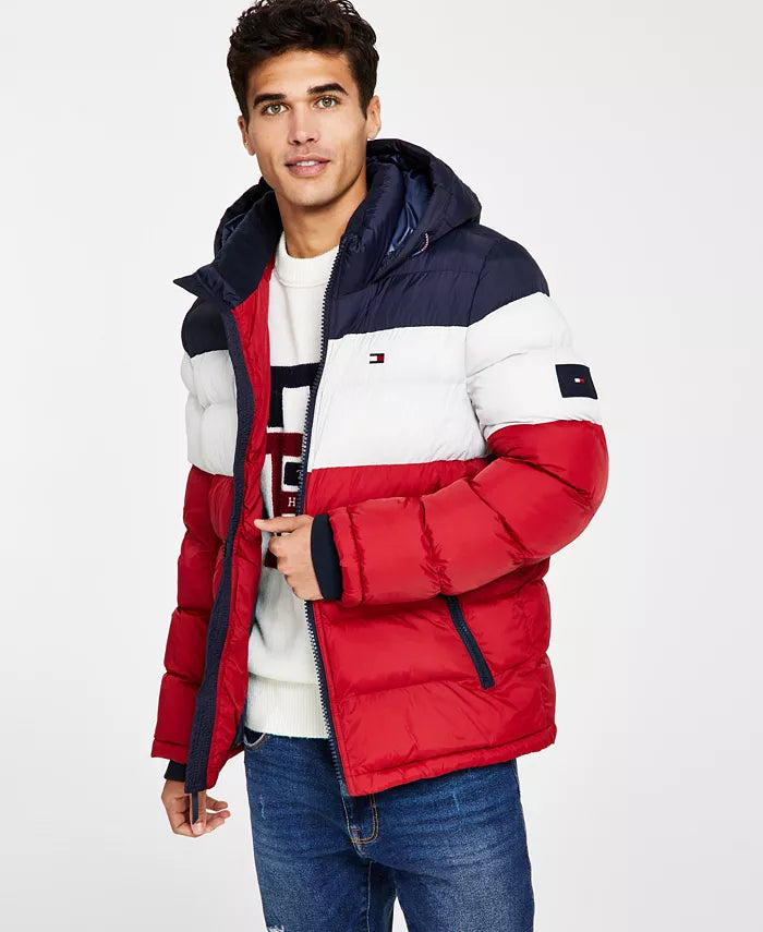 Tommy Hilfiger Chaqueta acolchada para hombre Buff media noche / Oferta Especial