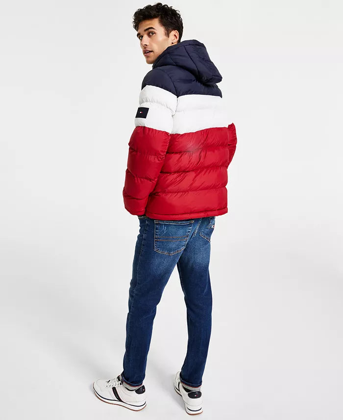 Tommy Hilfiger Chaqueta acolchada para hombre Buff media noche / Oferta Especial