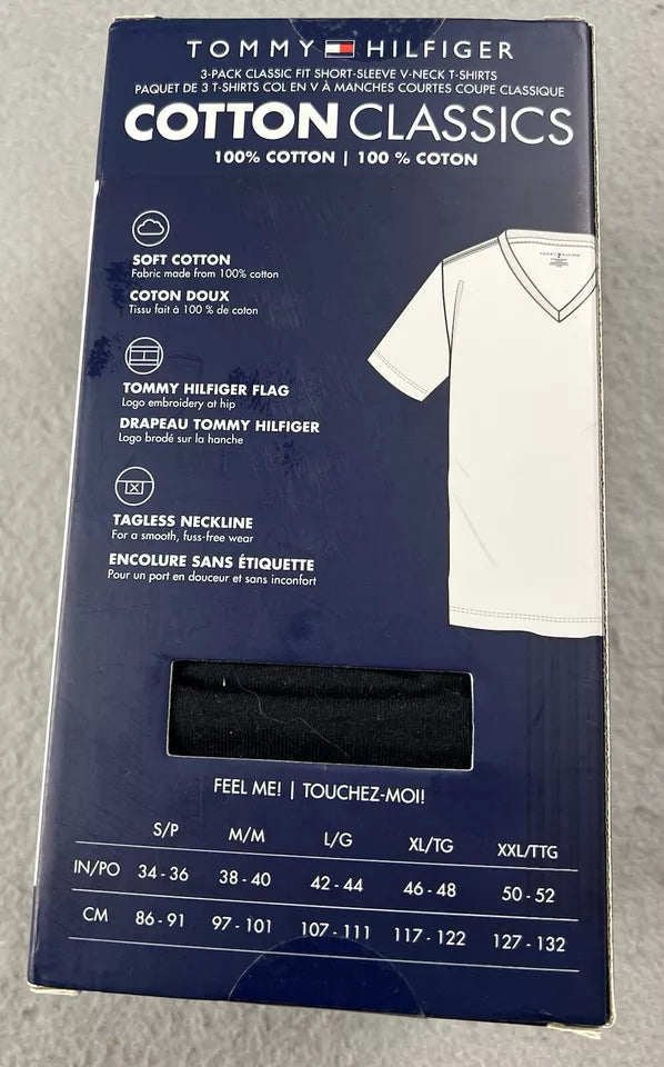 Tommy Hilfiger - Paquete de 3 Playeras Clásicas V-Neck  Blancas👕✨