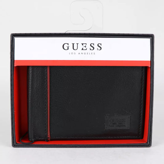 Cartera de cuero GUESS para hombre con detalles en rojo y dos pliegues / Regala esta Navidad